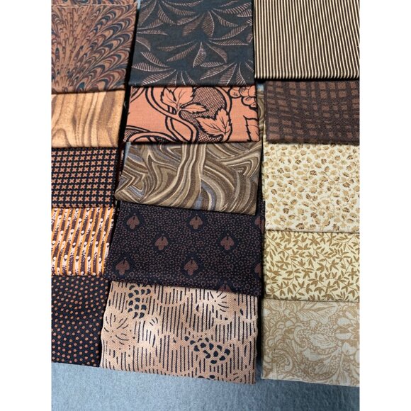 Brown & Beige Quilting Fabric Squares 11x6 Cotton Craft Supplies With Various Pa - Picture 3 of 7